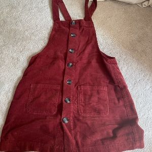 Burgundy Jumper/Overall Dress